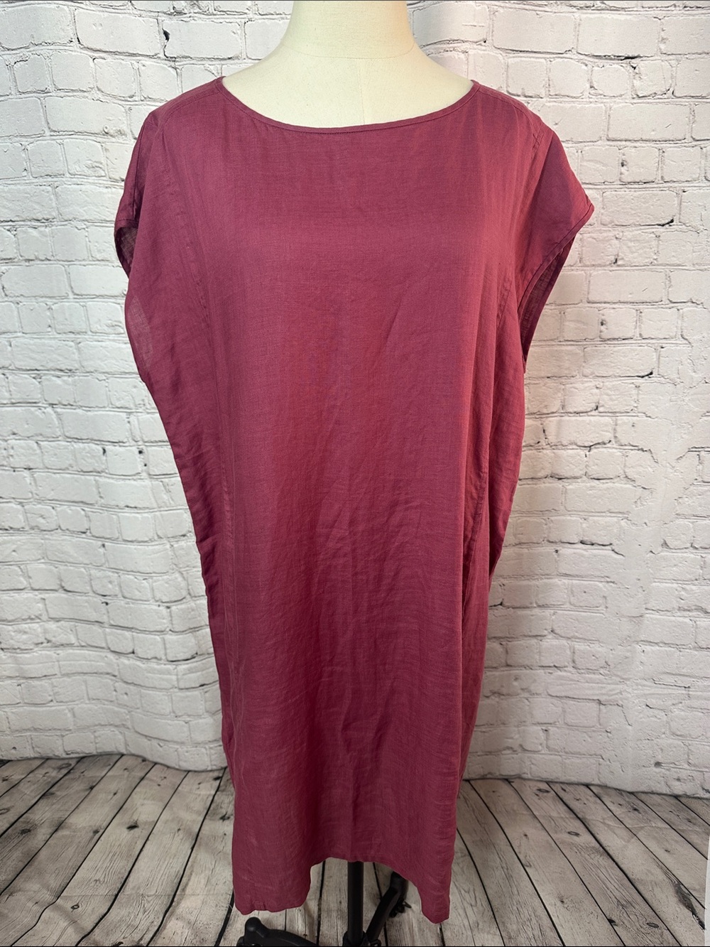 Eileen Fisher Organic Linen Comfy Casual Shift Dress Medium
